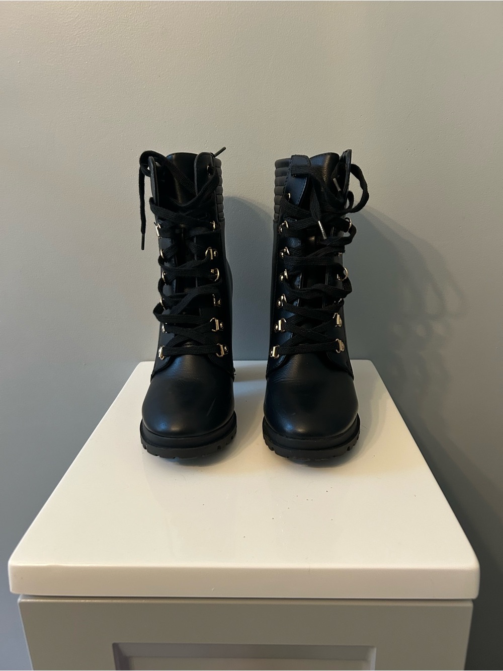 Black Lace-Up Combat Boots
